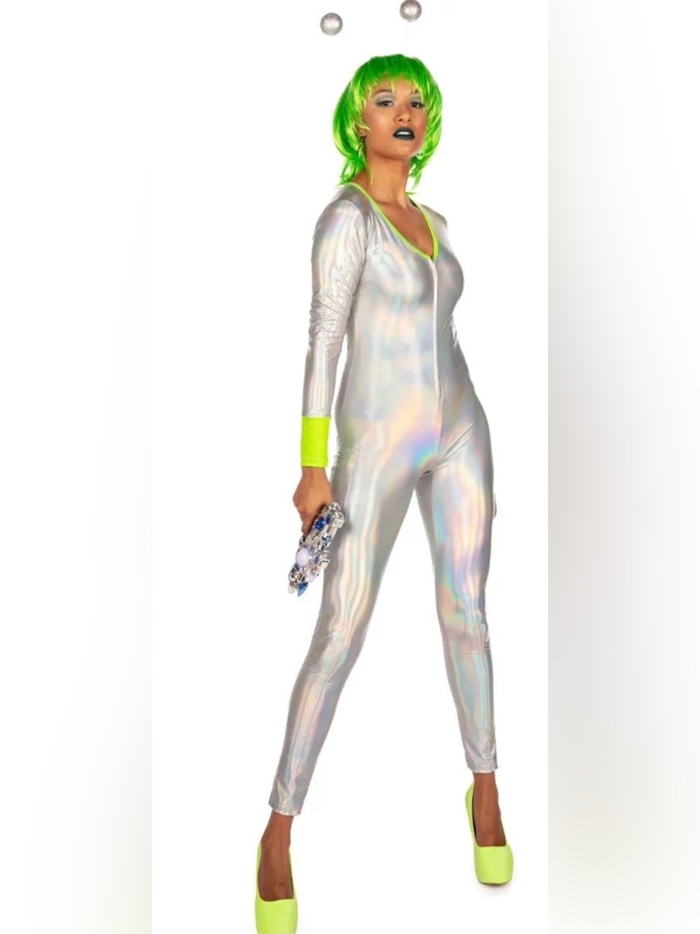 NWT Tipsy Elves Women’s ALIEN Sexy One Piece Full Zip Jumpsuit Costume - Size XS